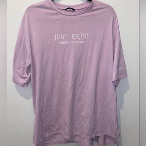 Oversized Shirt | Light Purple “Just Enjoy” Shirt